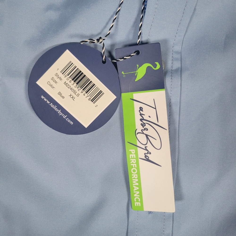 TailorByrd Performance Mens XXL Blue Stretch Button Down Long Sleeve Shirt NWT - Picture 5 of 16